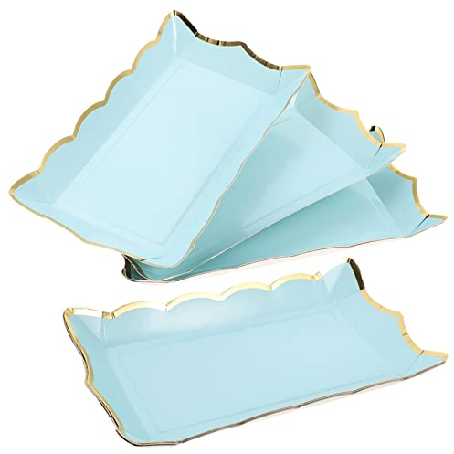 ABOOFAN 4 Piezas Plato De Encaje De Papel Cuadrado Bandejas Desechables Frutero Platos Desechables Molde Cuadrado para Pasteles Trajes Azules Disco Desechable