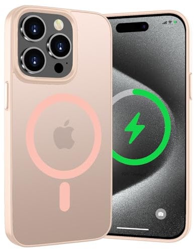 WXX for iPhone 14 Pro Max Case, Magnetic Compatible with MagSafe, All-round Protection Shockproof Cover Translucent Back Case for iPhone 14 Pro Max 6.7 Inch (Pink)