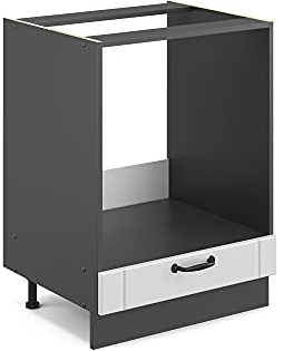 Vicco Herdumbauschrank Fame-Line, Weiß Landhaus/Anthrazit, 60 cm, AP Anthrazit