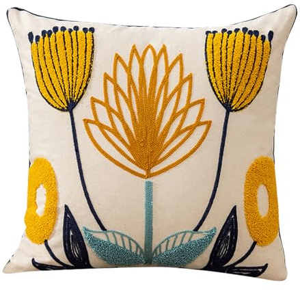 Aodafei Kissenhülle 45x45 cm,Boho Kissenbezug mit Blumenmuster,Deko Kissenbezug Cushion Cover,KissenBezüge für Balkon Outdoor Garten Sofa Kissen Bezüge,Lotus Muster