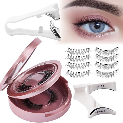 GEMERRY 2 paires Faux Cils Magnetique Magnetic Lashes Faux Cils Magnétiques Avec Applicateur Pas besoin de Colle Cil Magnétiques Aspect Naturel & Imperméables Cils Magnétiques Sans Eye-liner(Y1+Y3)