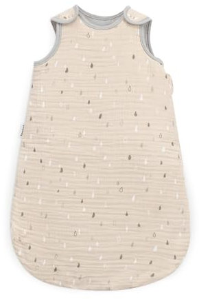 Ehrenkind® Musselin Babyschlafsack 2.5 TOG | 100% Bio-Baumwolle Natur mit Tropfen | Baby Schlafsack | 50/56 | Oeko Tex zertifiziert