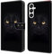 Bnvdfre Handyhülle für Samsung Galaxy A16 5G Hülle PU Leder Klapphülle Magnet Stoßfeste Kartenfach Klappbar Schutzhülle Silikon Case Cover mit Muster Motiv Flip Handytasche - Schwarze Katze