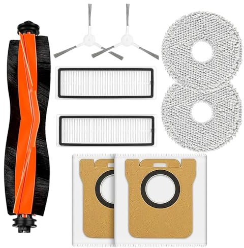 Accessoires pour Xiaomi X20+/ X10+ Plus, Dreame L10s Ultra/L10 Ultra/L10 Prime Robot 1 Brosse Principale, 2 HEPA Filtres, 4 Serpillère, 6 Sacs à poussière, 8 Brosses latérales,1 Couvercle Principale