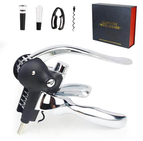 QONYFONE Tire-bouchon lapin avec coffret cadeau de luxe, ensemble de 5 pièces, comprend un bouchon à vin, un coupe-capsule, un aérateur, une extraction rapide et facile du liège pour les amateurs de