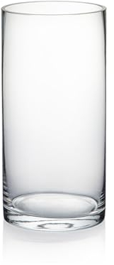 WGV Vase cylindrique, 10,2 x 20,3 cm (l x H), récipient Floral, Centre de Table en Verre pour fête de Mariage, décoration de Bureau à Domicile, Transparent, 1 pièce