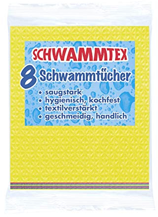 Spontex Paquete de 8 esponjas, Extremadamente Absorbente y Duradero, de Viscosa, Biodegradable (1 x 8 Unidades)
