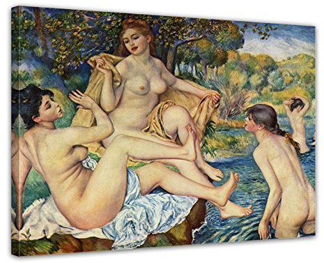Bilderdepot24 Bild auf Leinwand | Pierre-Auguste Renoir Die großen Badenden in 60x50 cm als Wandbild | Wand-deko Dekoration Wohnung alte Meister | 180268-60x50