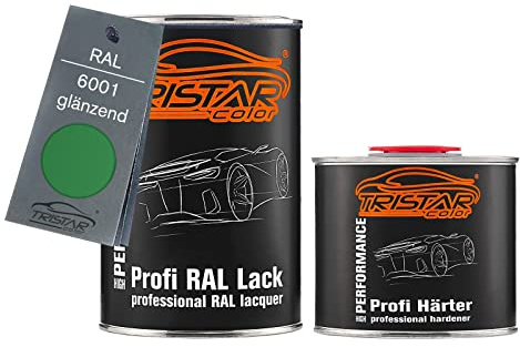 TRISTARcolor RAL 6001 Smaragdgrün glänzend Lack Dose + Härter 1,5 L | 2K-Set aus Lack + Härter, schnelltrocknend