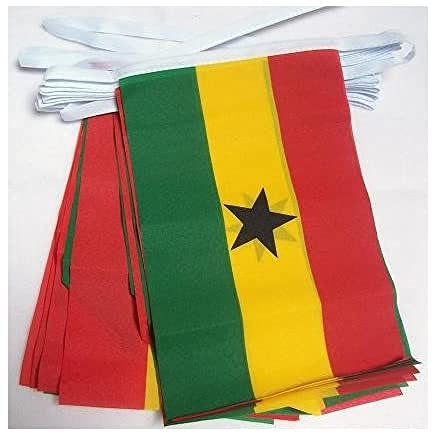 AZ FLAG - Fahnenkette Ghana 6 Meter Mit 20 Flaggen - 21x14 cm - Republik Ghana Girlande Flaggenkette 14 x 21 cm