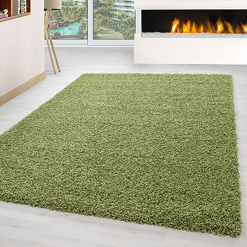 Carpettex Shaggy-Teppich, Hochflor, Wohnzimmer, Florhöhe 3 cm, einfarbig, Grün, 300 x 400 cm