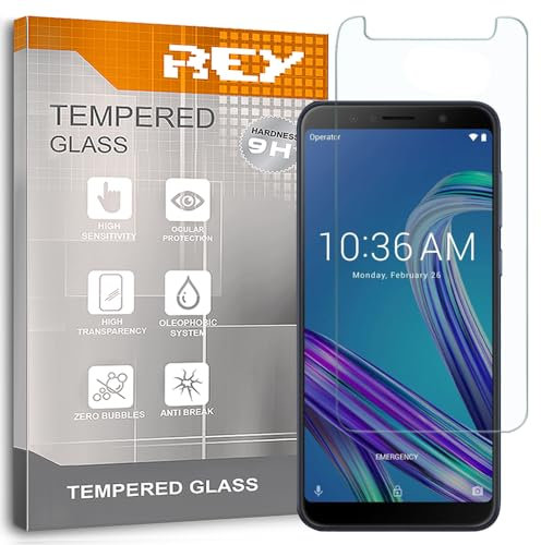 REY Pellicola salvaschermo per ASUS ZENFONE Max PRO M1, Vetro temperato, di qualità Premium