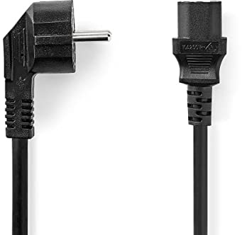 NEDIS Stromkabel | Schutzkontaktstecker | IEC-320-C13 | abgewinkelt | gerade | Vernickelt | rund