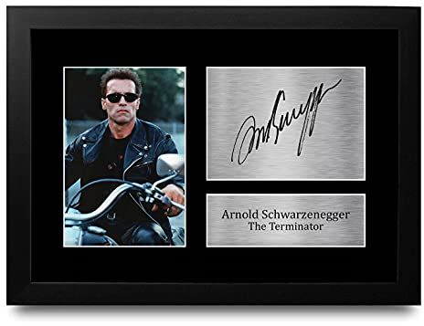 HWC Trading Arnold Schwarzenegger A4 Gerahmte Signiert Gedruckt Autogramme Bild Druck-Fotoanzeige Geschenk Für The Terminator Filmfans