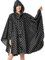 NUUR Damen Regenponcho Regenmantel Unisex Regenjacke Wasserdicht Regencape Wiederverwendbar mit Kapuze Schwarz Punkten