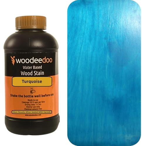 WooDeeDoo Water Based Wood Stain | Wood Dye | Ready to Use | Environmentally Friendly | Solvent Free | Odour Free | 450 ml | Turquoise