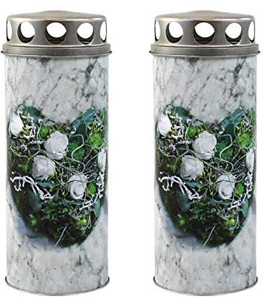 Ebersbacher Kerzenfabrik GmbH Gedenkkerze Paperlights mit Motiv Herz mit Rosen 2 Stück ca. (Ø x H) 65 x 160 mm