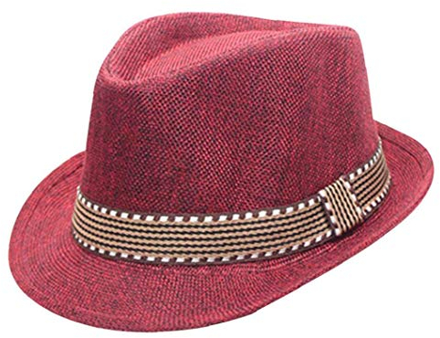 Kinder Sunhats Unisex-kleinkind-kind-kind-jungen Hüte Mädchen Caps Sommer Strohhut Breiten Rand Jazz-fedora-hut Gangster Kappe Rot