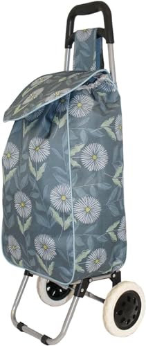 40L Lightweight Shopping Trolley, Hard Wearing & Foldaway Trendy Folding/Collapsible Push/Pull Carts for Easy Storage with 2 Wheels (Daisy)