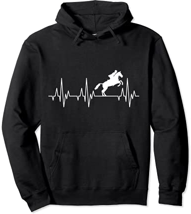Battito Cardiaco Equitazione Equestre salto ostacoli Cavallo Felpa con Cappuccio