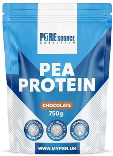 Pure Source Nutrition 100% Vegan Pea Protein Isolate Chocolate Vegetarian Protein Powder Shake for Superfood Supergreens Dairy Free Shakes by PSN (750g, Chocolate)