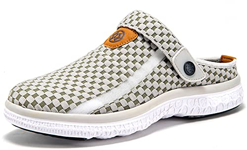 Zuecos Mujer Hombre Zapatillas de Playa Zapatos de Jardin Respirable Sandalias Verano de Malla Ligeros Clogs, Gris Claro, 39 EU