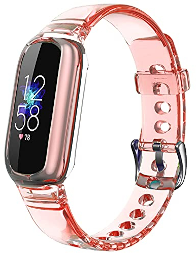 NotoCity Armband für Fitbit Luxe Uhr, TPU Transparent Armband Kompatibel mit Fitbit Luxe Fitnesstracker, Rot