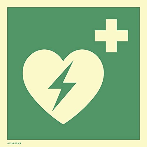 Automatisierter externer Defibrillator ISO 7010,Kunststoff,nachleuchtend,160-mcd,148x148 mm