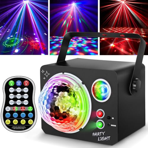 4 en 1 Lampe de Scène, 60 Effets Lumineux RGB RGBP Disco à Télécommande, Lumiere Soiree avec musique clignotante et contrôle du son DJ,Jeux de Lumiere DJ pour fête d'anniversaire et Noël