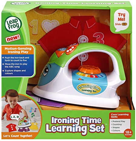 LeapFrog Ensemble d'apprentissage du temps de repassage, jouet de rôle avec musique, enseigne les formes, les couleurs et le comptage, cadeau pour tout-petits à partir de 18, 24 mois, version anglaise