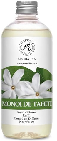 Recharge diffuseur de bâtonnets monoï de Tahiti 500 ml - Diffuseur d'arômes parfumés - Parfum d'ambiance - Fleurs de Gardenia