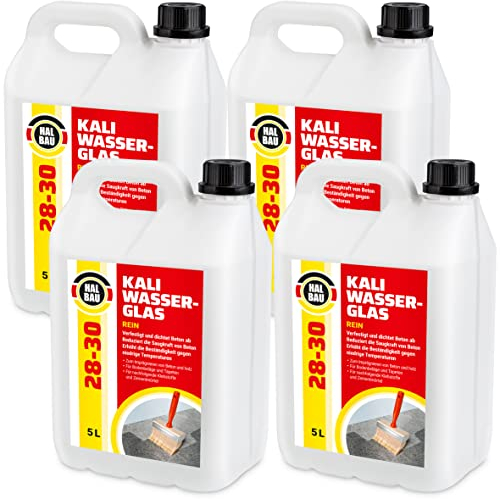 HALBAU Kaliwasserglas 28-30 Rein 20 Liter Kali Wasserglas, Haftgrund, Beton Versiegelung, Holz Imprägnierung, Verkieselung, Mauerabdichtung, Betonschutz, Holzschutz