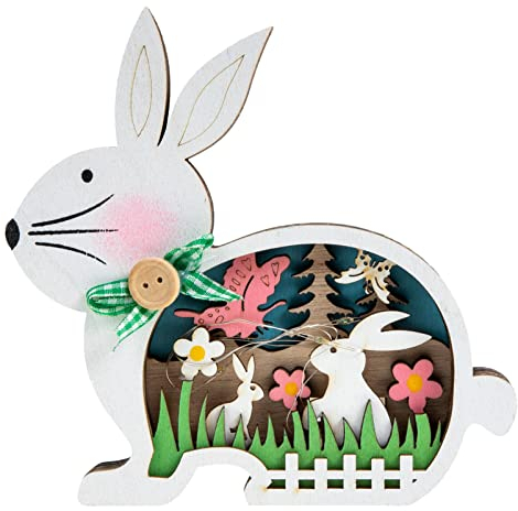 SOLUSTRE Osterhasen Dekofigur Aus Bunte Tischdekoration Für Ostern Langlebig Für Partys Zuhause Oder Büro Perfektes Für Familie Und Freunde