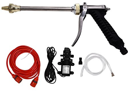 01 02 015 Electric Pressure Washer Pump, Portable 12V Car Pressure Washer Kit 12V High Pressure Powerful Washing Kit with Hose Water Sprinkler Kit for Home Car Garden Pet Shower