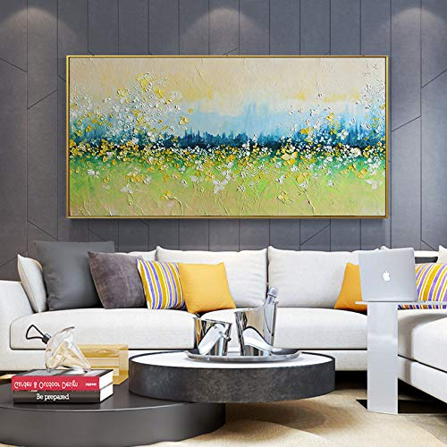 YMXCNM Ölbilder Auf Leinwand Handgemalt,Moderne Abstrakte Natur Strukturierte Kunst 3D Palette Messer Malerei Rahmenlose Acrylmalerei Wandkunst Trendy Hotel Home Decor, 80X160Cm (31.5X63Inch)