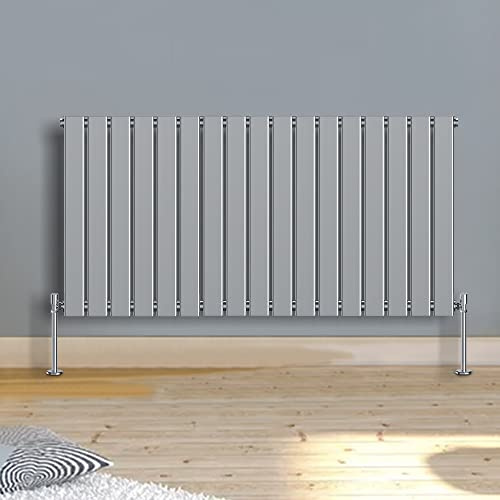 WarmeHaus 600x1156mm Chrome Horizontal Modern Radiator Single Flat Panel | Designer Radiator Wall Mounted, Central Heating Bathroom Rad, Single Column Radiator, Chrome Small Radiator, Kitchen Radiator