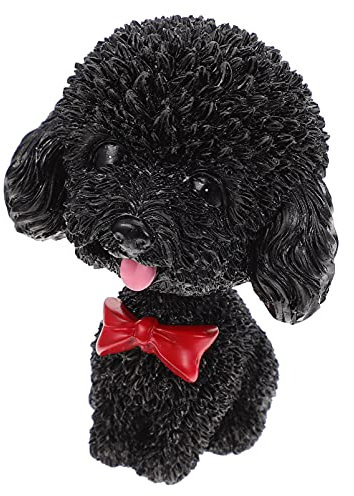 CLISPEED Nodding Dog Decor Shaking Head Dog Figure Puppy Toy Car Interior Dashboard Ornament Resin Cute Poodle Doll for Home Desktop Bookshelf Car Vehicle Decoration