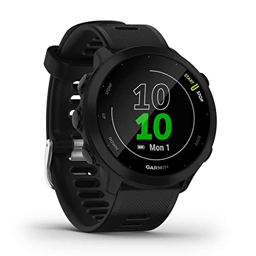 Garmin Forerunner 55 - Reloj inteligente para running con GPS, planes de entrenamiento, notificaciones y seguimiento del bienestar, Negro (Reacondicionado)