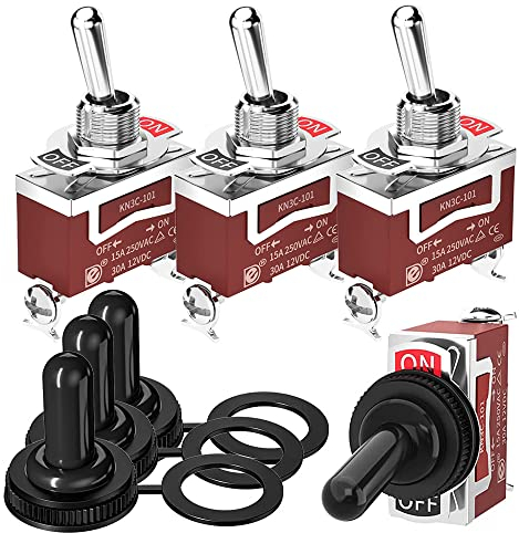 Gebildet Marine Kippschalter 12VDC 20A Wasserdichter Kippschalter 250V AC 15A Heavy Duty mit Wetterfester Abdeckung SPST An/Aus 2 Pin für Auto Auto LKW Boot