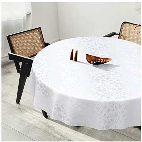 Wachstuchtischdecke Wachstuch Tischdecke abwaschbar Wachstischdecke Plastik-Tischdecken Glatt Rund 140cm Schnittkante Memory