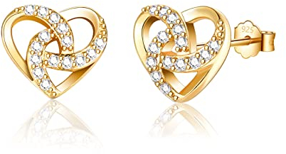 Ohrstecker Gold Klein Herz Ohrringe Gold mit AAA Zirkonia Diamant Ohrringe Stecker für Damen Mädchen