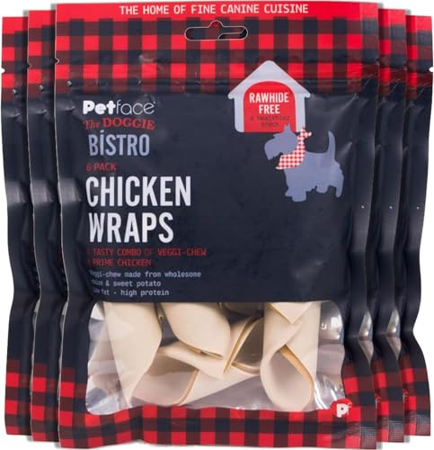 Petface Tasty Chicken Wrap Dog Treats, 100 g (Pack of 5) | Multipack, Rawhide-Free Chicken Wrap Chews, Resealable Pouch, Nutritious