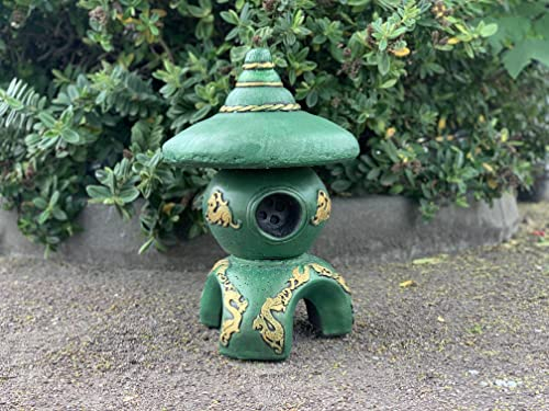 OLOMA Ball pagoda garden statue Japanese decor Lawn light lantern Pagoda temple for backyard decor Stone pagoda lantern zen garden art Concrete japanese pagoda outdoor statue Pagoda temple decoration