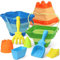 LNCOJOLM Strand Schloss Eimer Sand Spielzeug Faltbare Pails Set für Kinder, Faltbare Eimer Schloss Formen mit kleinen Plastikschaufeln Rake Spate Tool Kits, Geschenke für Kleinkind Jungen Mädchen