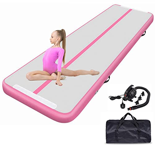 DOBESTS Air Tumbling Matte Aufblasbar 10/20cm Höhe, Gymnastikmatte Größe 2m/3m/4m/5m/6m Turnmatte Trainingsmatte mit elektrischer Luftpumpe Fitnessmatte (Pink, 2m)