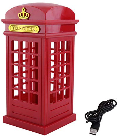 KIMISS London Telephone Box British Telephone Booth Canvas Pic Red Abs Led Creative Retro Classic Telephone Booth Night Light Touch Sensor Dimmable Yellow Led Desk Lamp