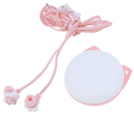 ibasenice 1pezzi Cuffie Rosa a Forma Di Zampa Di Gattino Per Ragazzo Ragazza e Bambine Con Scatola Portaoggetti e Design Di Cartone Animato Comode e Resistenti Per Uso Prolungato