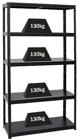 PROREGAL Metallregal Steel Eagle 180x100x40cm Fachlast 130kg Schwarz Schwerlastregal, Küchenregal, Kellerregal, Steckregal, Garagenregal, Lagerregal