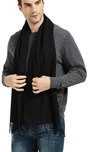 Novawo Wollschal für Damen und Herren, weich, warm, Winterschal, Schwarz , One size