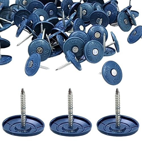 One Stop Outdoor (500 Pack) 1 Inch Round Plastic Cap Galvanized Roofing Nails for House Wrap, Roofing Felt, Insulation Board, and Foam Board